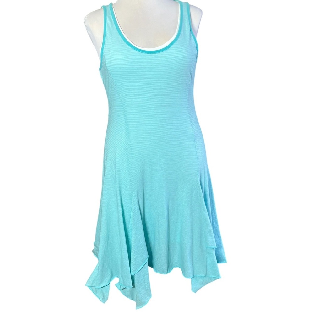 RLR Jeans Co Ralph Lauren Turquoise Stripe Handkerchief Hem Tank Dress Large